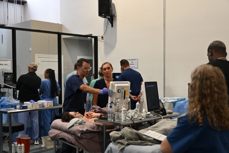 Students using new training center.