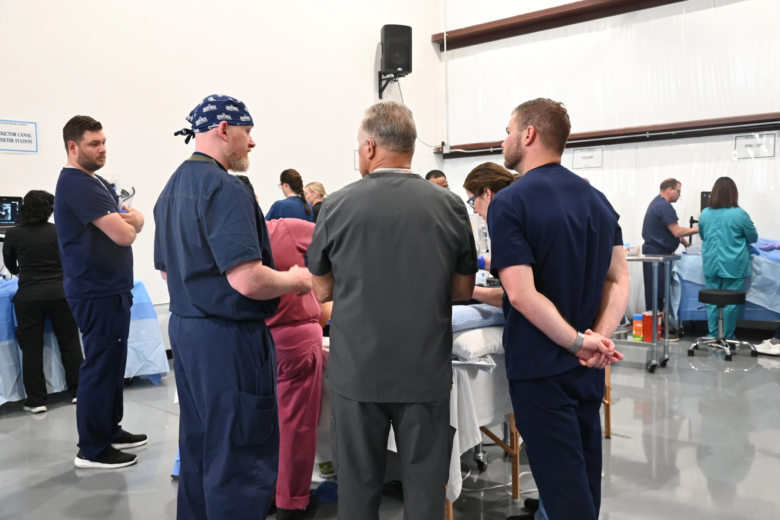 Instructors and students at the new training center.