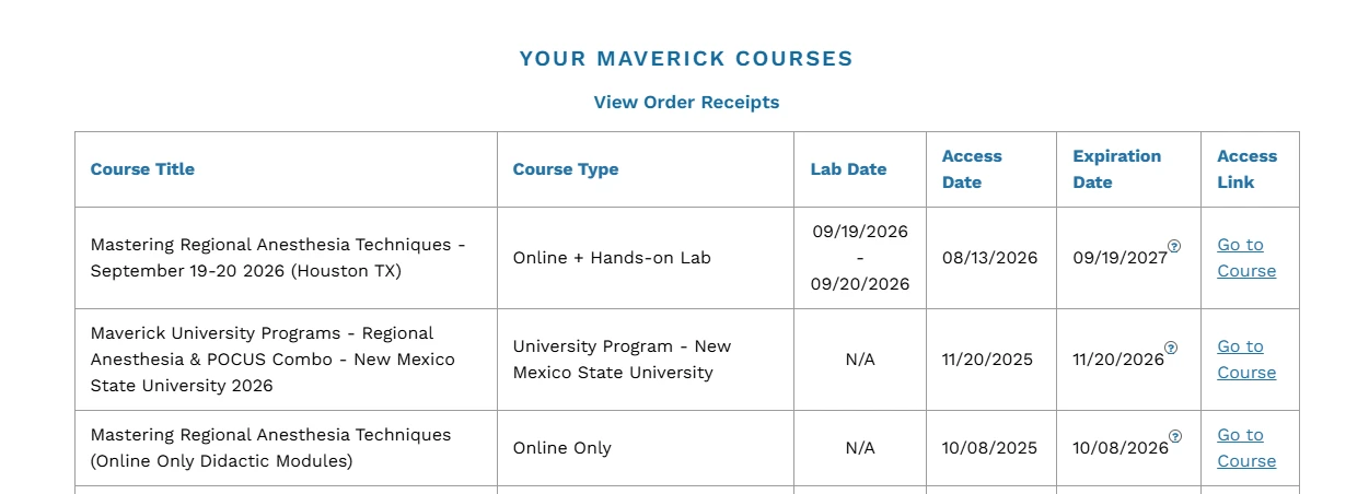 Maverick Medical Education course access updates